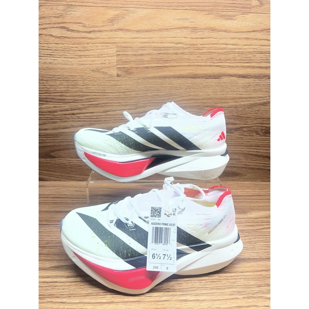 Adidas Adizero Prime X 3.0 Strung 'White Black Lucid Red' JR2597 Men's Size 6.5